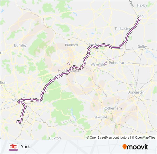 TRANSPENNINE EXPRESS Train Line Map