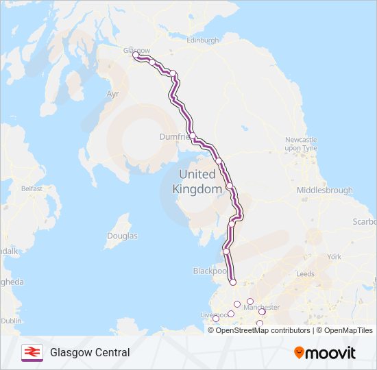 TRANSPENNINE EXPRESS train Line Map