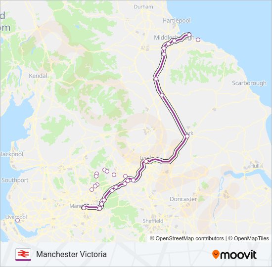 TRANSPENNINE EXPRESS Train Line Map
