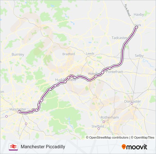 TRANSPENNINE EXPRESS Train Line Map