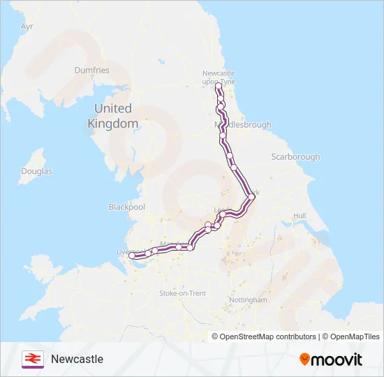 TRANSPENNINE EXPRESS Train Line Map