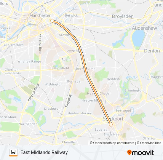 EAST MIDLANDS RAILWAY Bus Line Map
