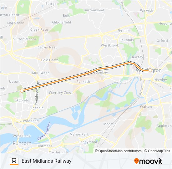 EAST MIDLANDS RAILWAY Bus Line Map
