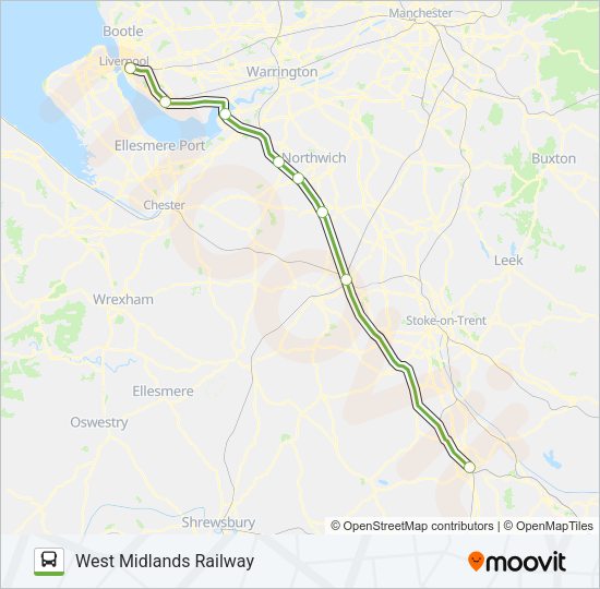 WEST MIDLANDS RAILWAY Bus Line Map