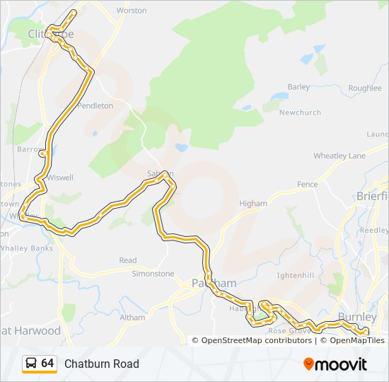 Bus 64 Route Map 64 Route: Schedules, Stops & Maps - Chatburn Road (Updated)