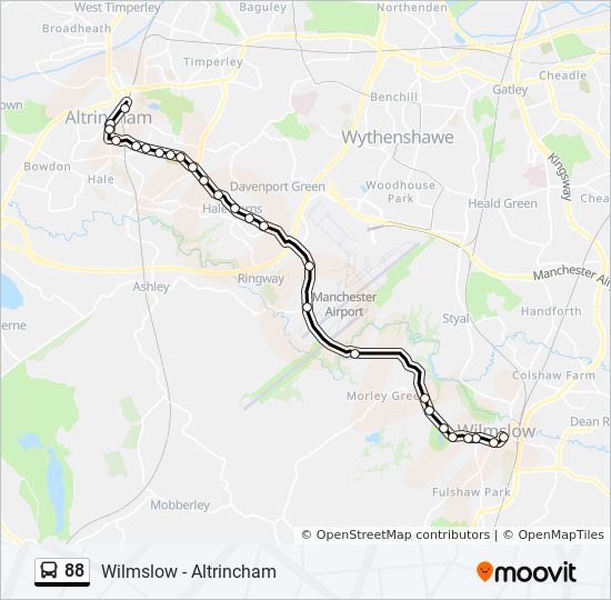 Bus 88 Route Map 88 Route: Schedules, Stops & Maps - Altrincham (Updated)