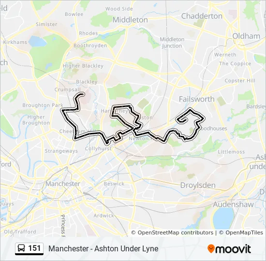 Bus 151 Route Map 151 Route: Schedules, Stops & Maps - Failsworth (Updated)