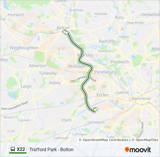 X22 Bus Route Map X22 Route: Schedules, Stops & Maps - Bolton (Updated)