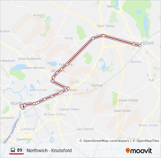 Bus 89 Route Map 89 Route: Schedules, Stops & Maps - Northwich (Updated)