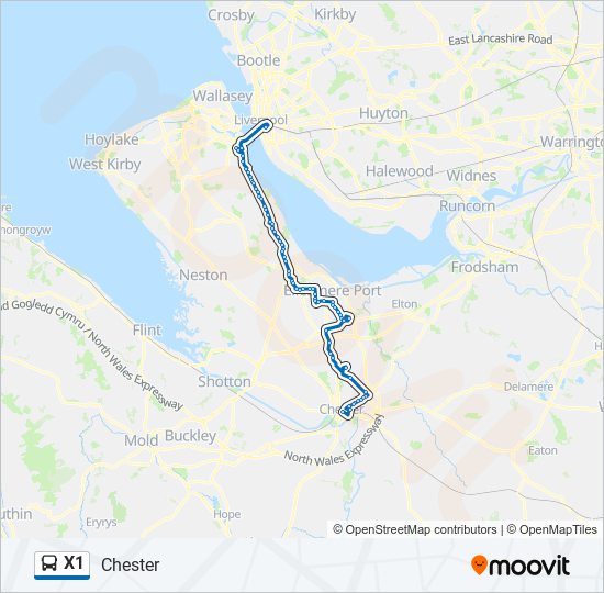 x1 Route Schedules, Stops & Maps Chester (Updated)