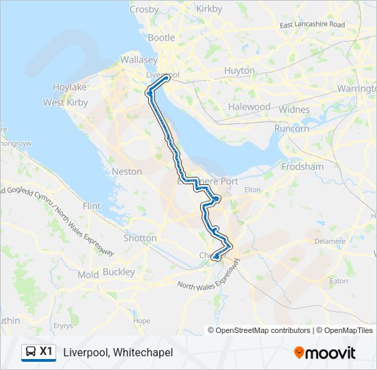 X1 Bus Line Map