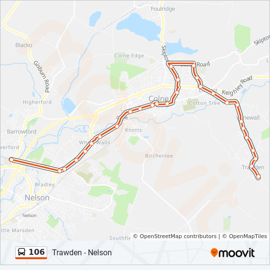 Bus 106 Route Map 106 Route: Schedules, Stops & Maps - Barrowford (Updated)