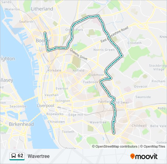 62 Route Schedules, Stops & Maps Wavertree (Updated) 62 Route Schedules, Stops & Maps Wavertree (Updated)