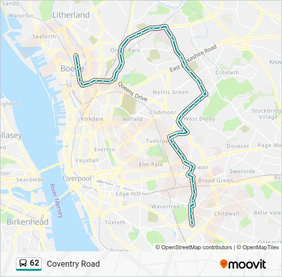 62 Route: Schedules, Stops & Maps - Coventry Road (Updated)