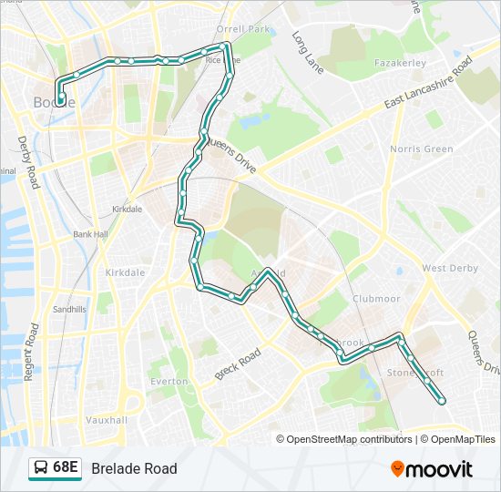 68E Bus Line Map