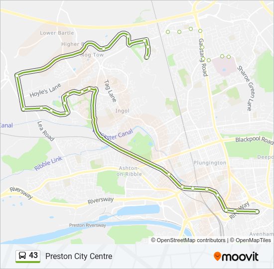 Bus 43 Route Map 43 Route: Schedules, Stops & Maps - Preston City Centre (Updated)