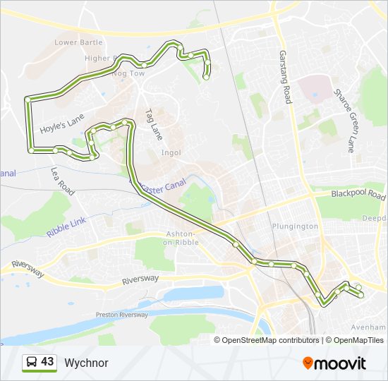 43 Bus Line Map