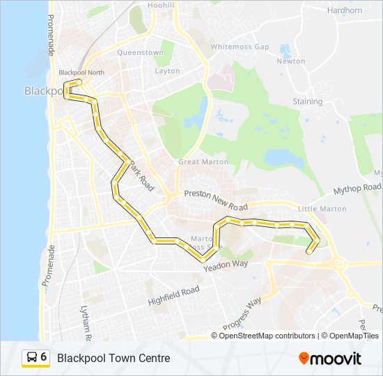 6 Route: Schedules, Stops & Maps - Blackpool Town Centre (Updated)