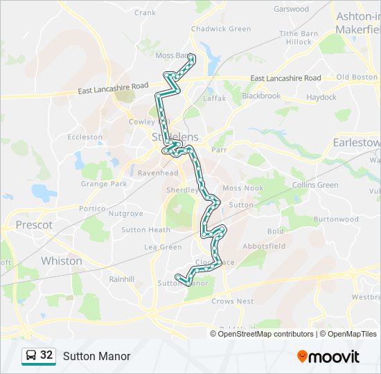 32 Route: Schedules, Stops & Maps - Sutton Manor (Updated)