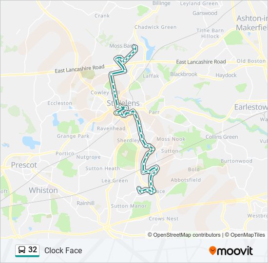 Bus 32 Route Map 32 Route: Schedules, Stops & Maps - Clock Face (Updated)