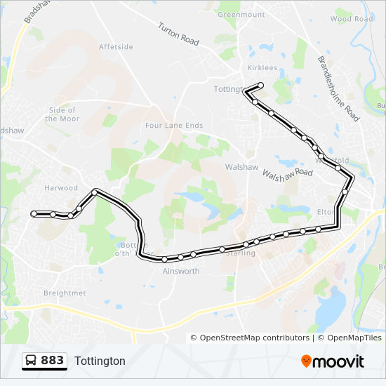 Bus 883 Route Map 883 Route: Schedules, Stops & Maps - Tottington (Updated)