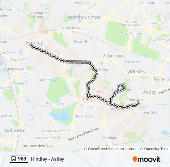 Bus 983 Route Map 983 Route: Schedules, Stops & Maps - Hindley (Updated)