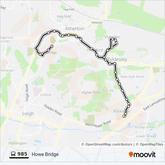 Bus 985 Route Map 985 Route: Schedules, Stops & Maps - Howe Bridge (Updated)