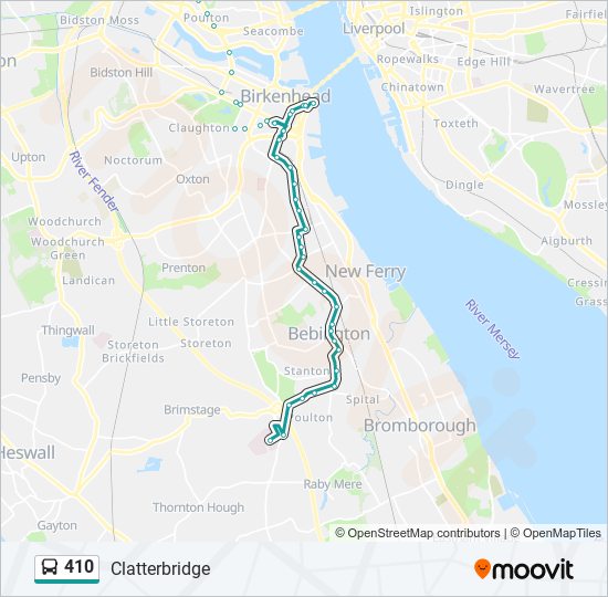 Bus 410 Route Map 410 Route: Schedules, Stops & Maps - Clatterbridge (Updated)