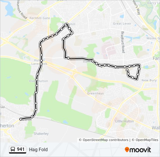 Bus 941 Route Map 941 Route: Schedules, Stops & Maps - Hag Fold (Updated)