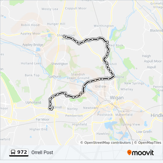 Bus 972 Route Map 972 Route: Schedules, Stops & Maps - Orrell Post (Updated)