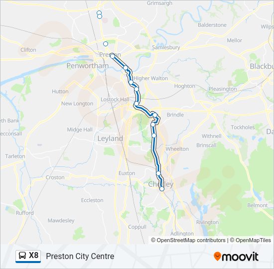 X8 Bus Line Map