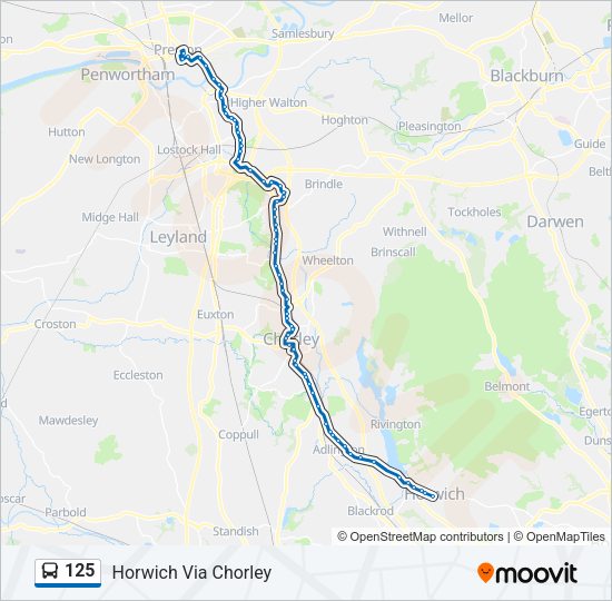 125 Route: Schedules, Stops & Maps - Horwich Via Chorley (Updated)