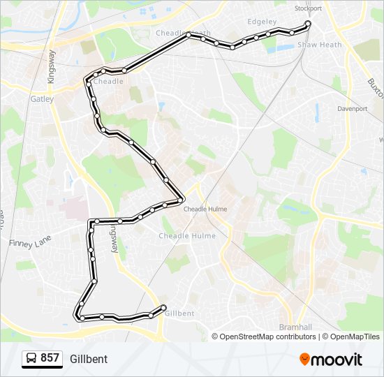 857 bus Line Map