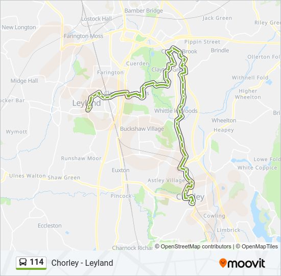 114 Route: Schedules, Stops & Maps - Chorley Town Centre (Updated)