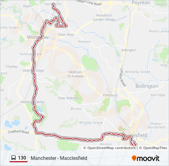 Bus 130 Route Map 130 Route: Schedules, Stops & Maps - Handforth (Updated)