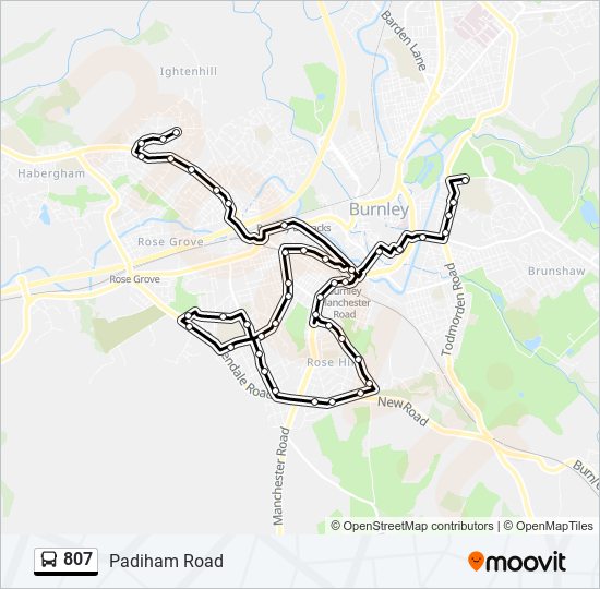 Bus 807 Route Map 807 Route: Schedules, Stops & Maps - Padiham Road (Updated)