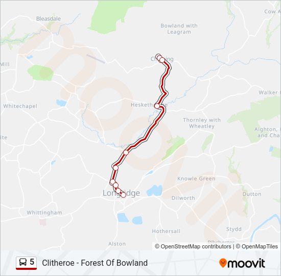 5 Bus Line Map