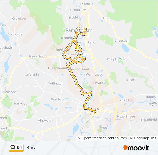 B1 Bus Route Map B1 Route: Schedules, Stops & Maps - Bury (Updated)