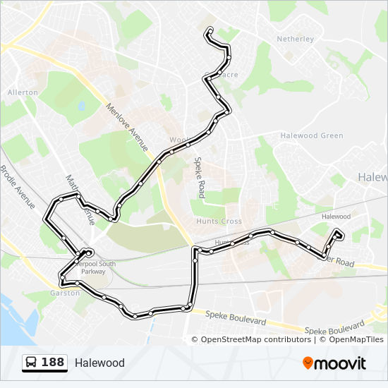 Bus 188 Route Map 188 Route: Schedules, Stops & Maps - Halewood (Updated)