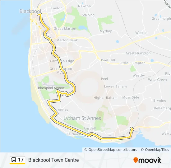 Kb 17 Bus Route Map 17 Route: Schedules, Stops & Maps - Blackpool Town Centre (Updated)
