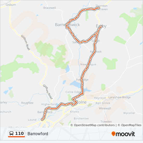 Bus 110 Route Map 110 Route: Schedules, Stops & Maps - Barrowford (Updated)