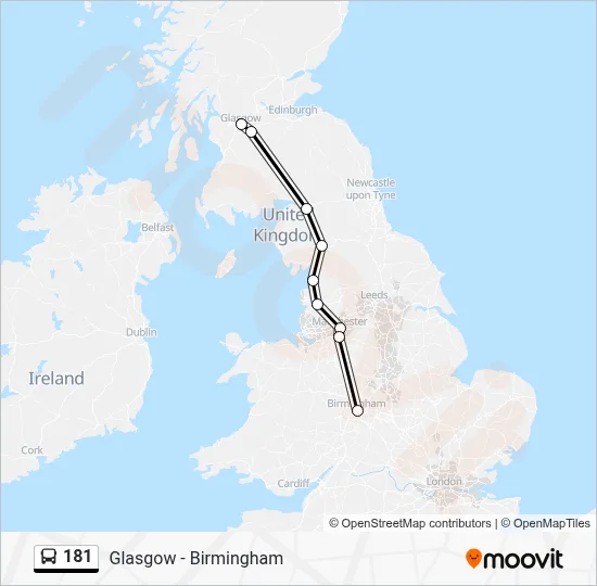 181 Route: Schedules, Stops & Maps - Digbeth, Birmingham - Glasgow ...