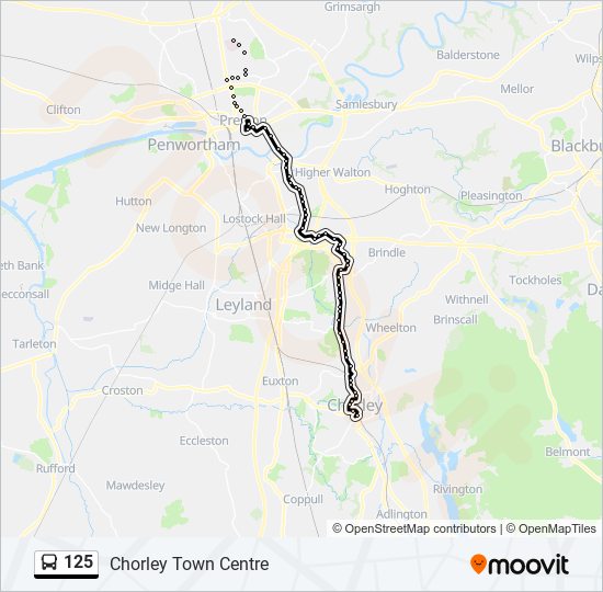 125 Route Schedules Stops Maps Chorley Town Centre Updated 