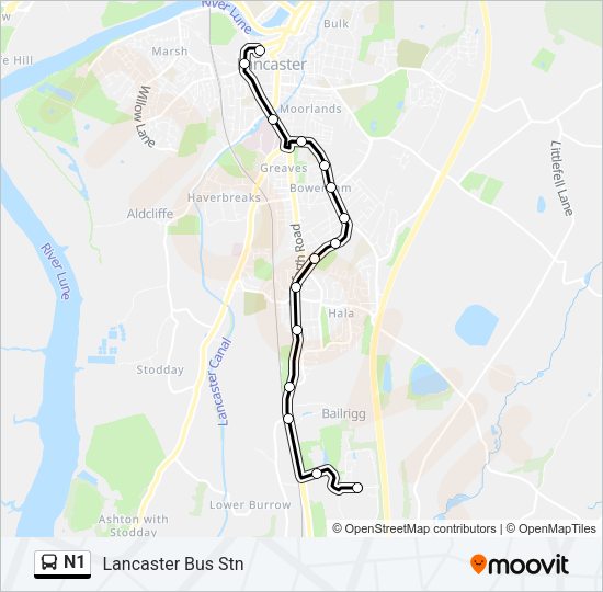 N1 Bus Line Map