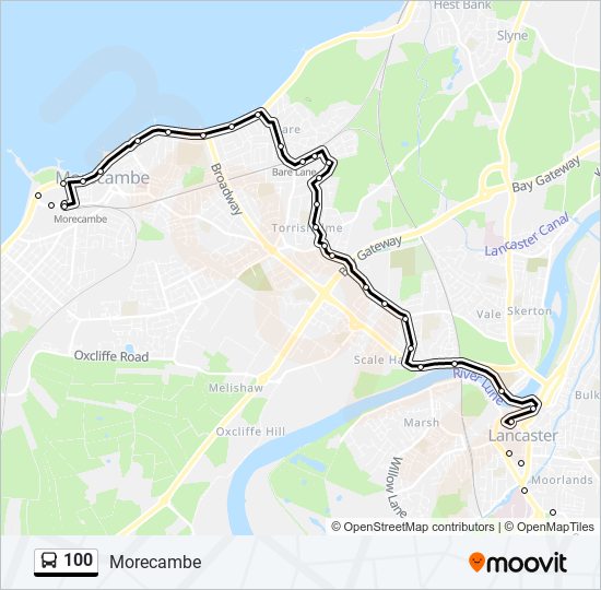 Bus 100 Route Map 100 Route: Schedules, Stops & Maps - Morecambe (Updated)