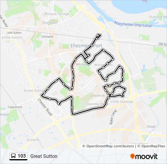 Bus 103 Route Map 103 Route: Schedules, Stops & Maps - Great Sutton (Updated)