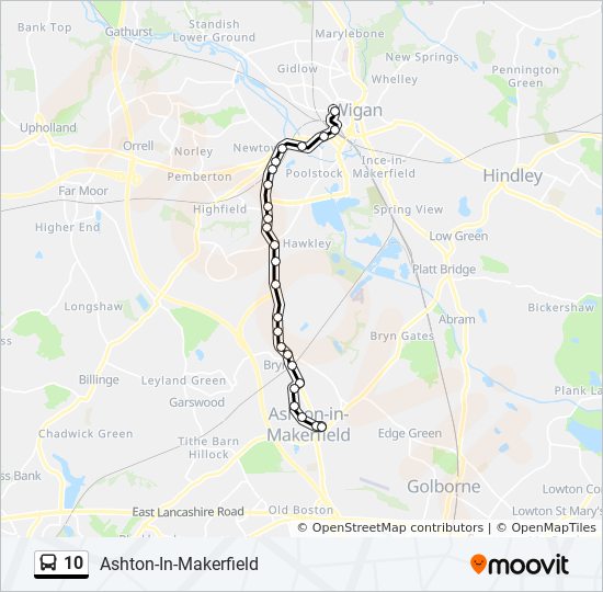 Bus 10 Route Map 10 Route: Schedules, Stops & Maps - Ashton-In-Makerfield (Updated)