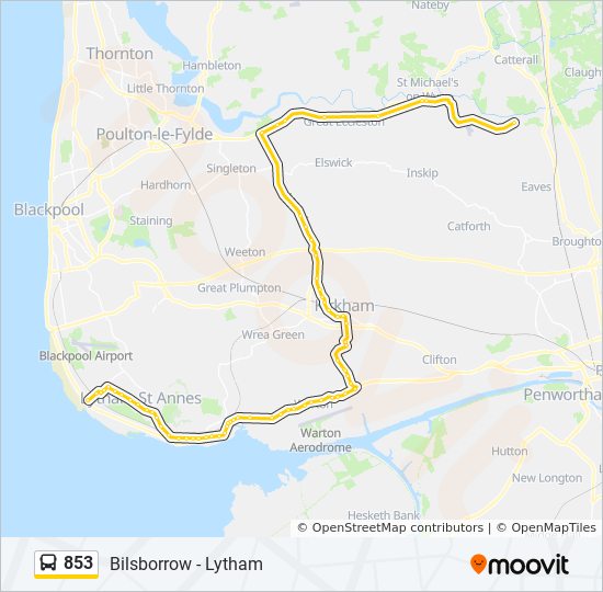 Bus 853 Route Map 853 Route: Schedules, Stops & Maps - Myerscough (Updated)