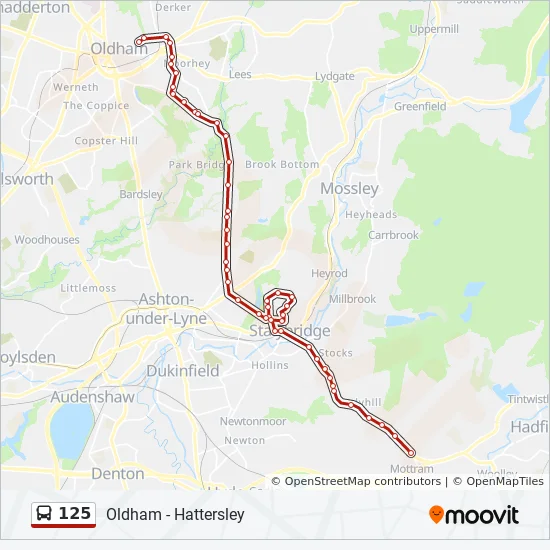 Bus 125 Route Map 125 Route: Schedules, Stops & Maps - Mottram (Updated)