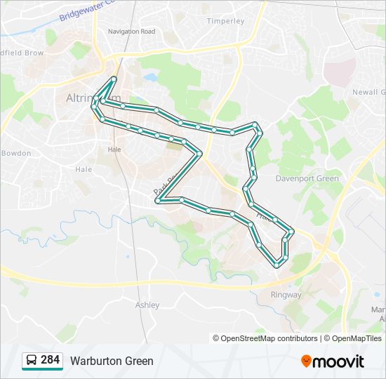 284 Route: Schedules, Stops & Maps - Warburton Green (Updated)